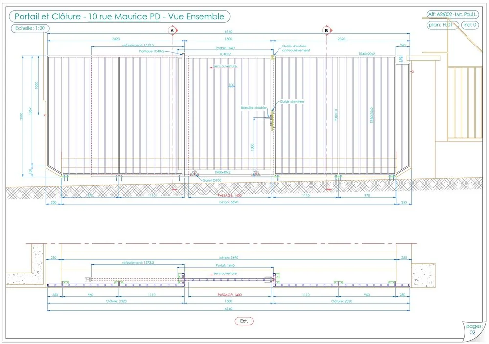 Plan technique portail et clôture